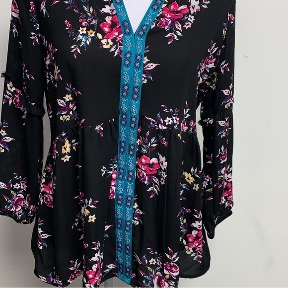 The Pioneer Woman Floral Blouse Top Tunic Woman's Size Small - Picture 8 of 11
